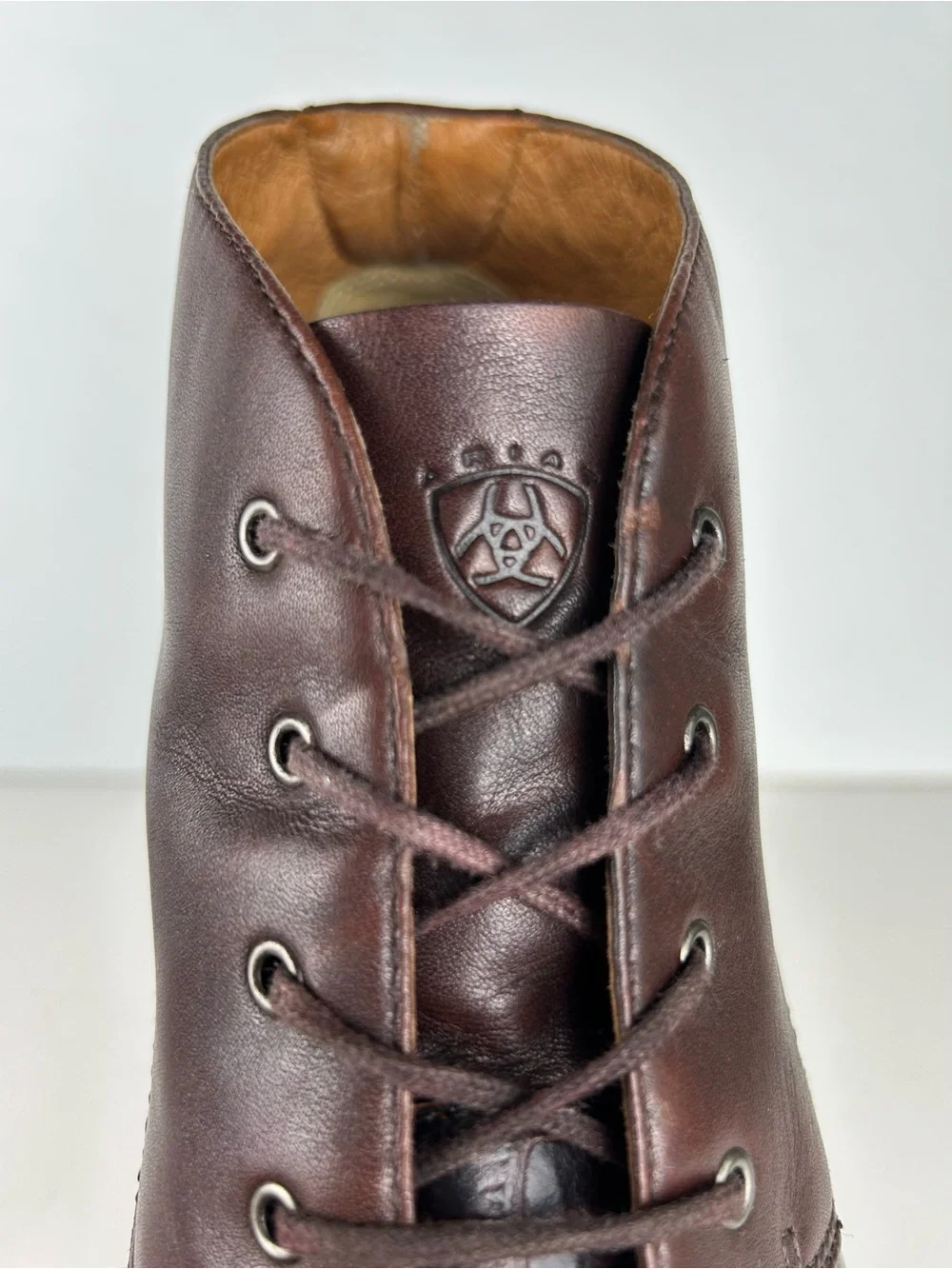 Ariat Bancroft Croc Embossed Leather Brown Lace Up Ankle Boot Bootie 10B